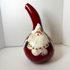 13" Hand‎ Painted Santa Gourd Christmas Folk Art Unique Large Holiday Signed
